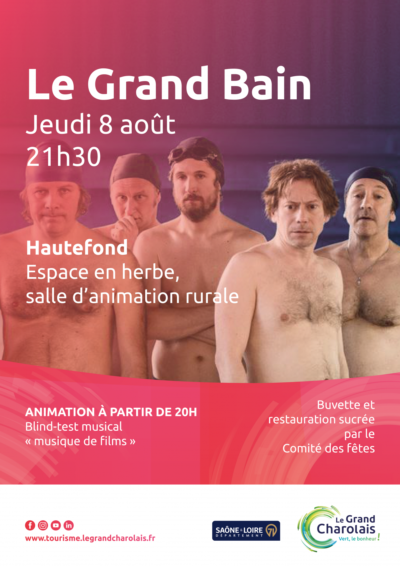 Le grand ciné à Hautefond diffusion film en plein air Le Grand Bain