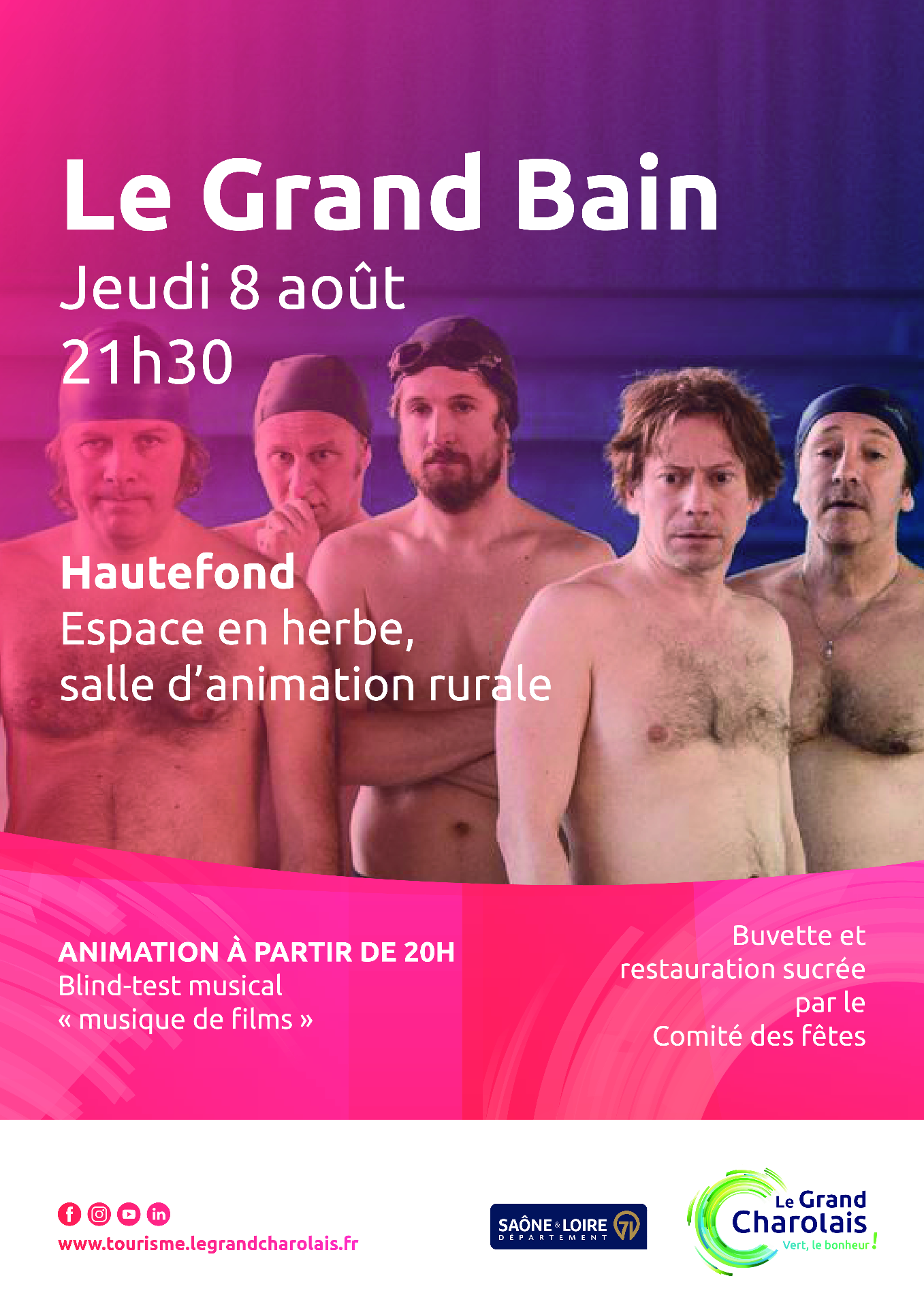 Film le Grand bain en plein air à Hautefond